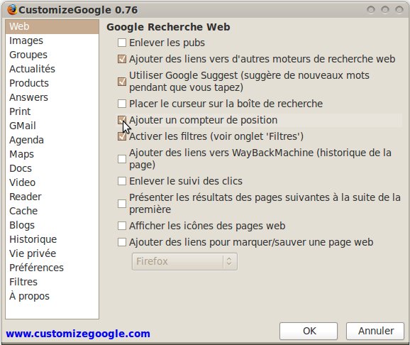 Customize Google Firefox