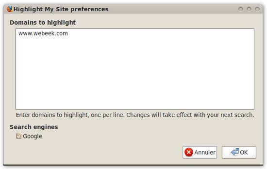 hightlight my site firefox