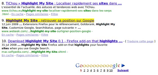 hightlight my site firefox
